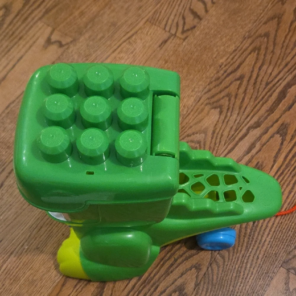 Mega Bloks - Green Dinosaur Blocks Storage - Pull Toy for Toddlers